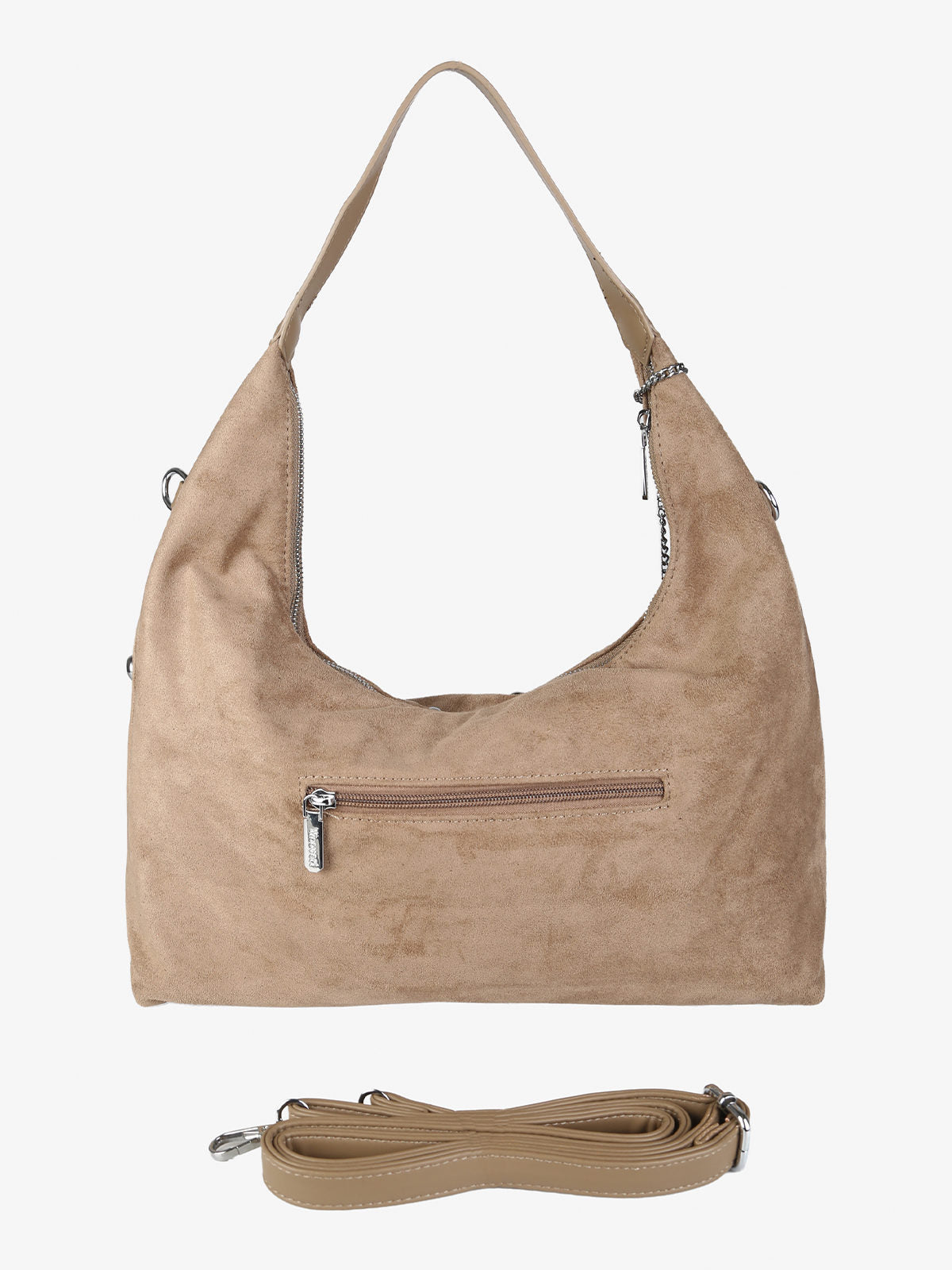 Borsa hobo in tessuto scamosciato con borchie You Young Coveri — Khaki