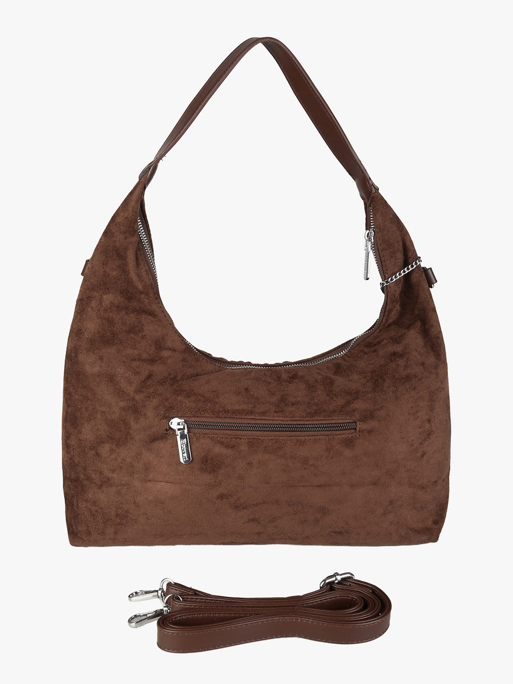 Borsa hobo in tessuto scamosciato con borchie You Young Coveri — Moro
