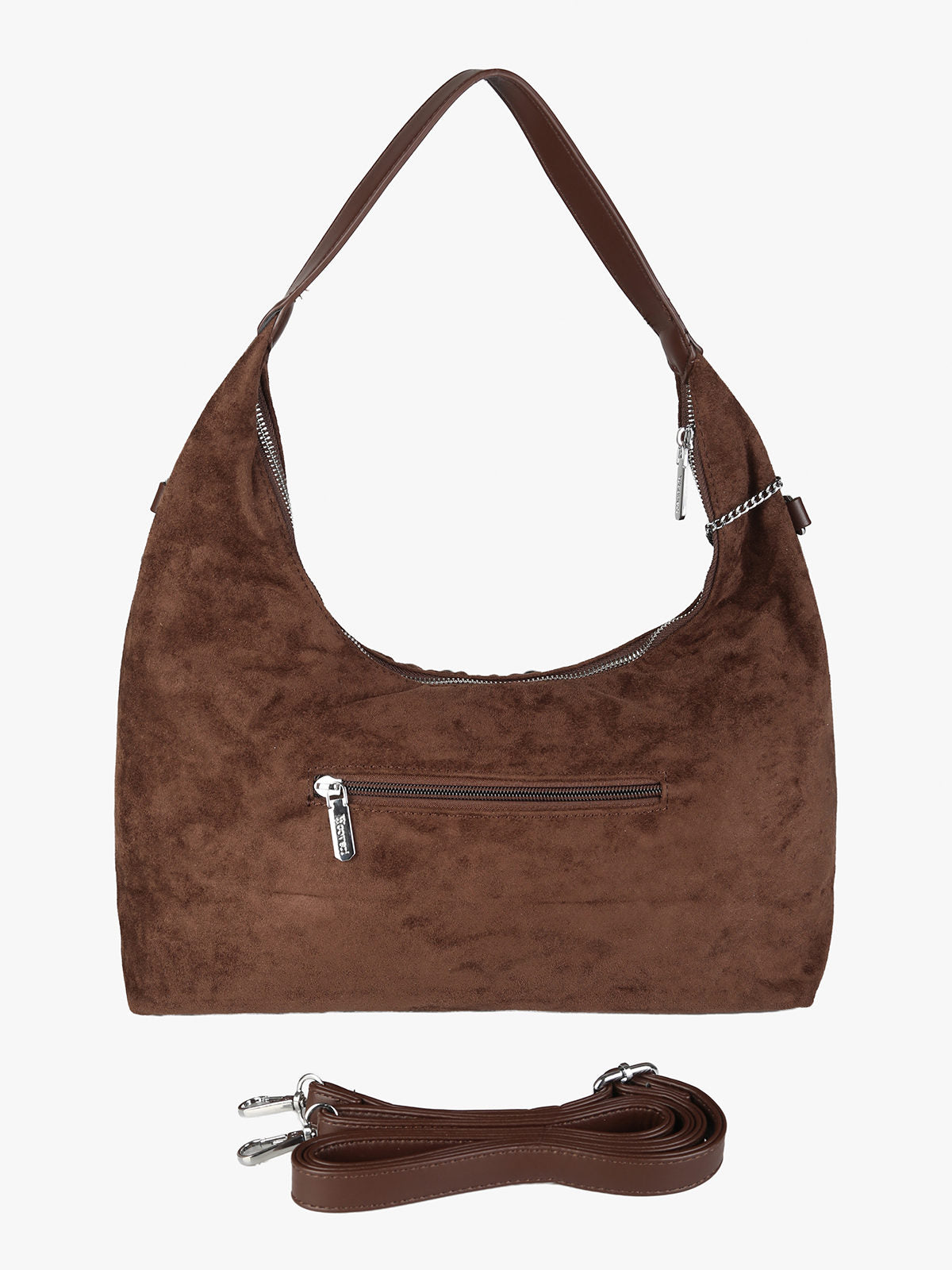 Borsa hobo in tessuto scamosciato con borchie You Young Coveri — Moro