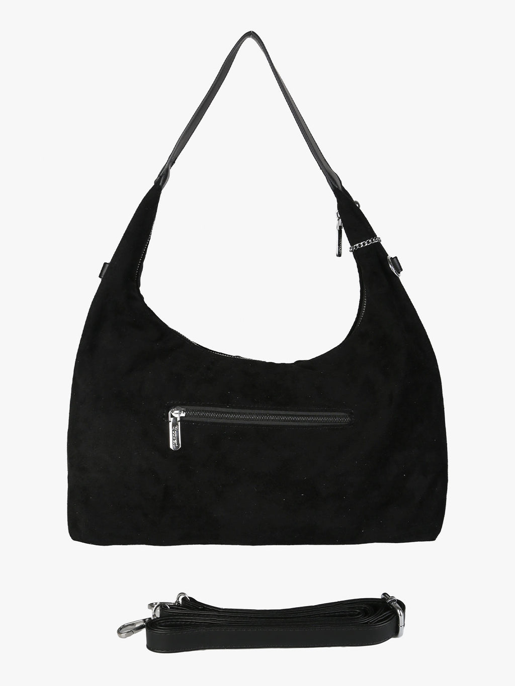 Borsa hobo in tessuto scamosciato con borchie You Young Coveri — Nero