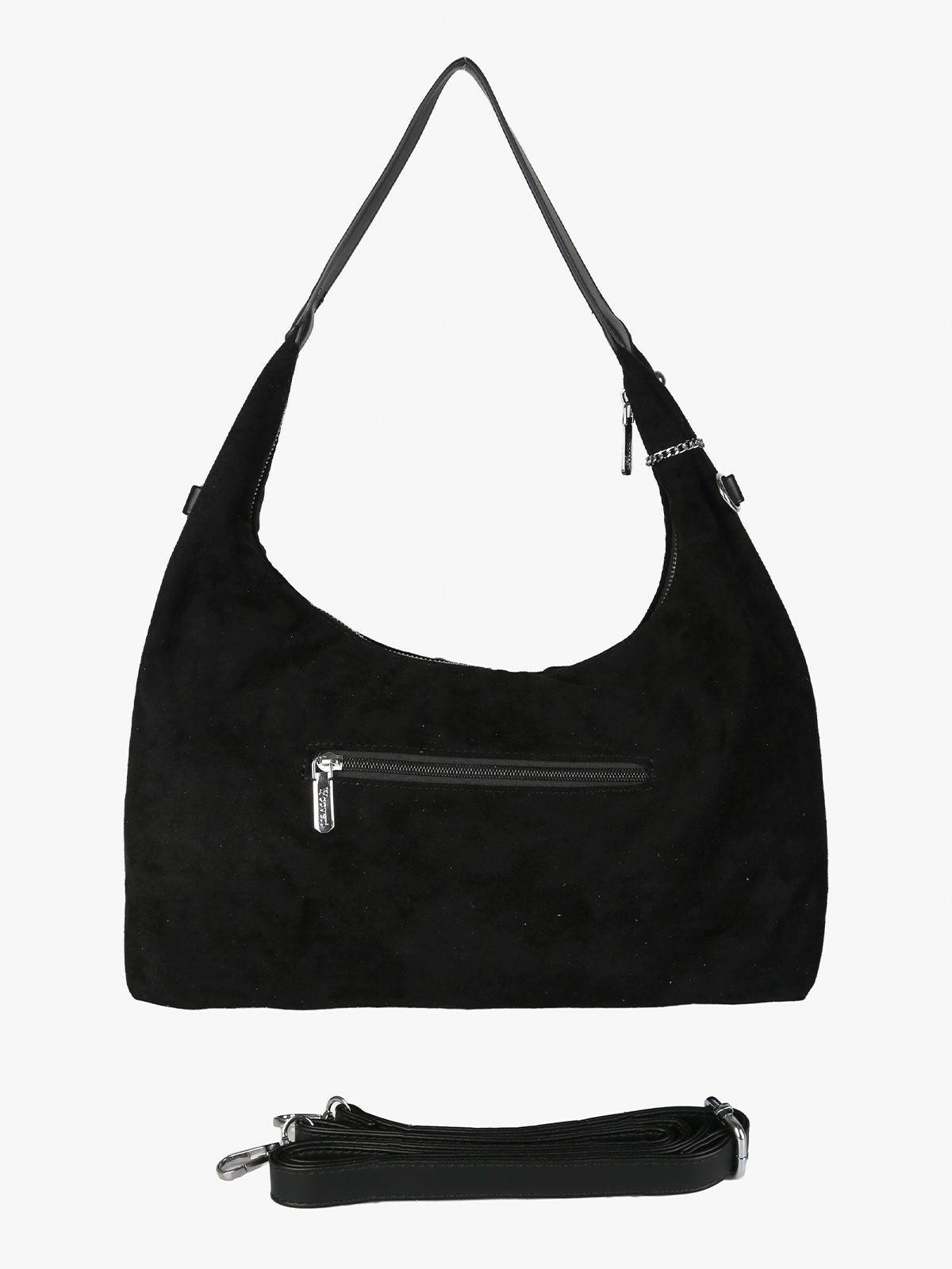 Borsa hobo in tessuto scamosciato con borchie You Young Coveri — Nero