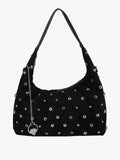 Borsa hobo in tessuto scamosciato con borchie You Young Coveri — Nero