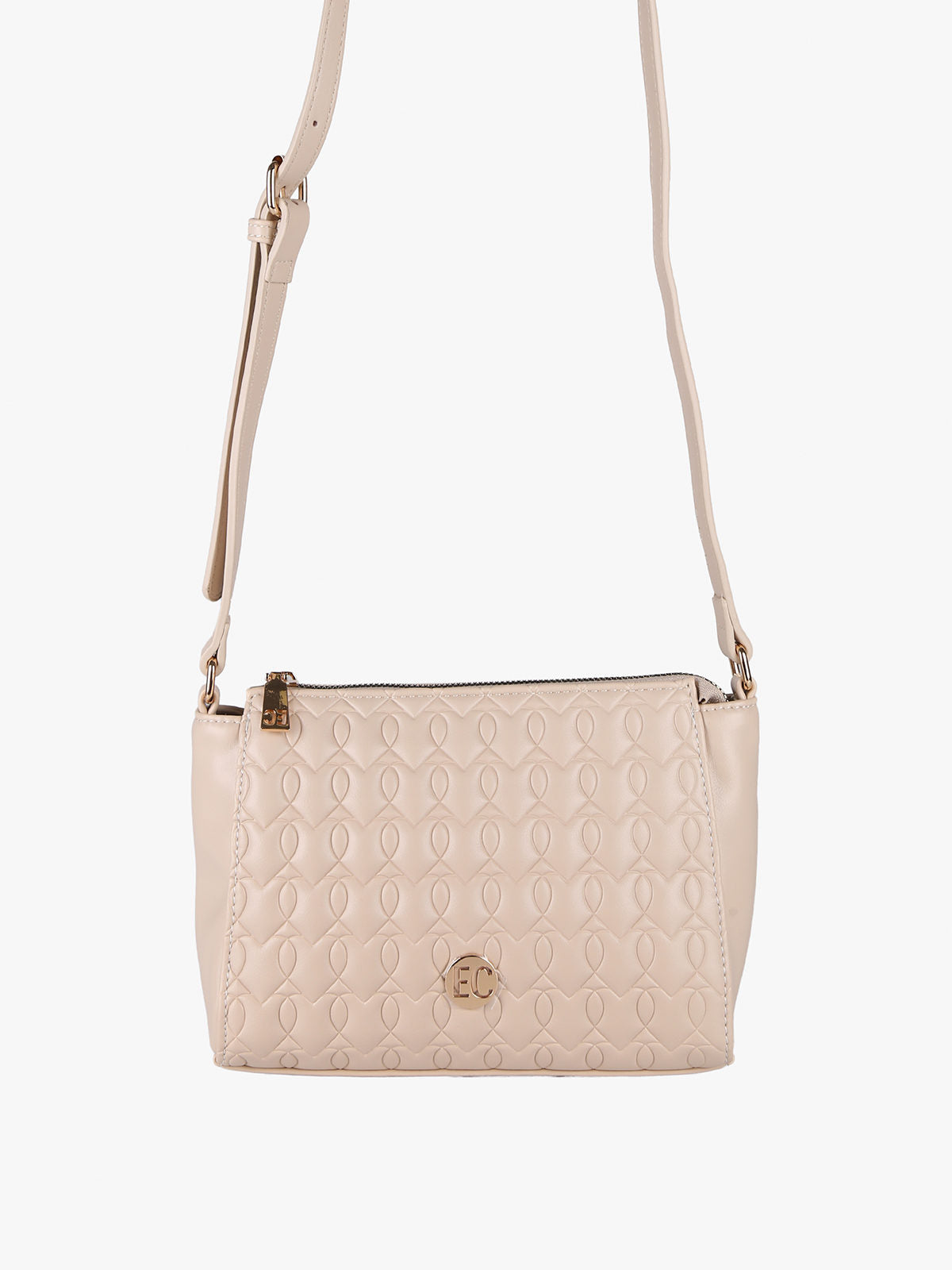 Borsa mini a tracolla trapuntata Enrico Coveri Contemporary — Beige