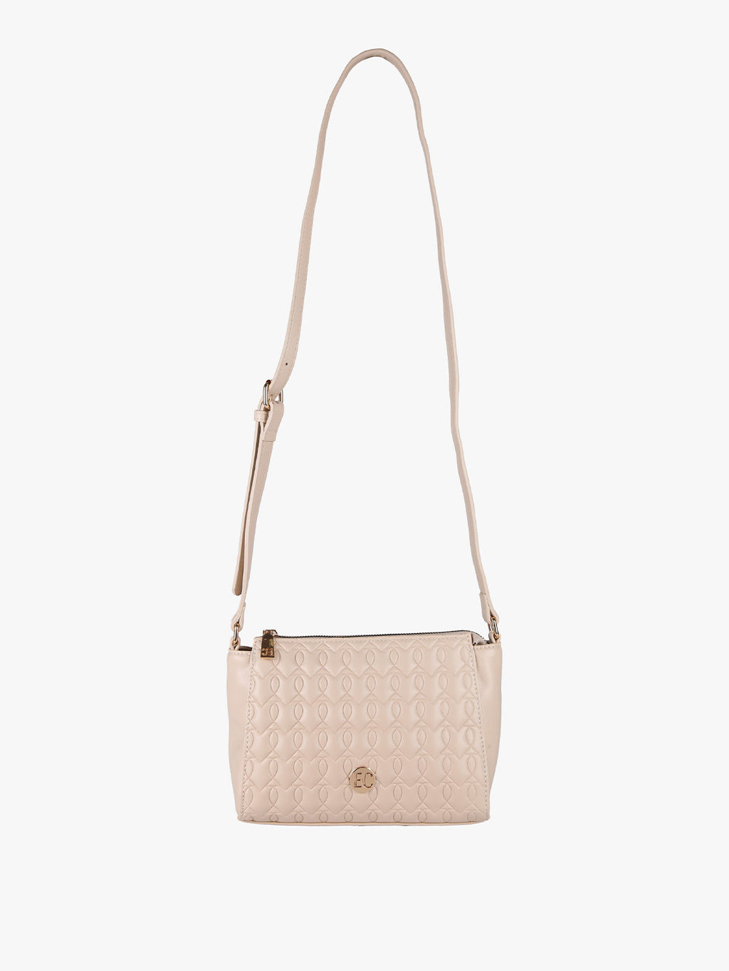 Borsa mini a tracolla trapuntata Enrico Coveri Contemporary — Beige