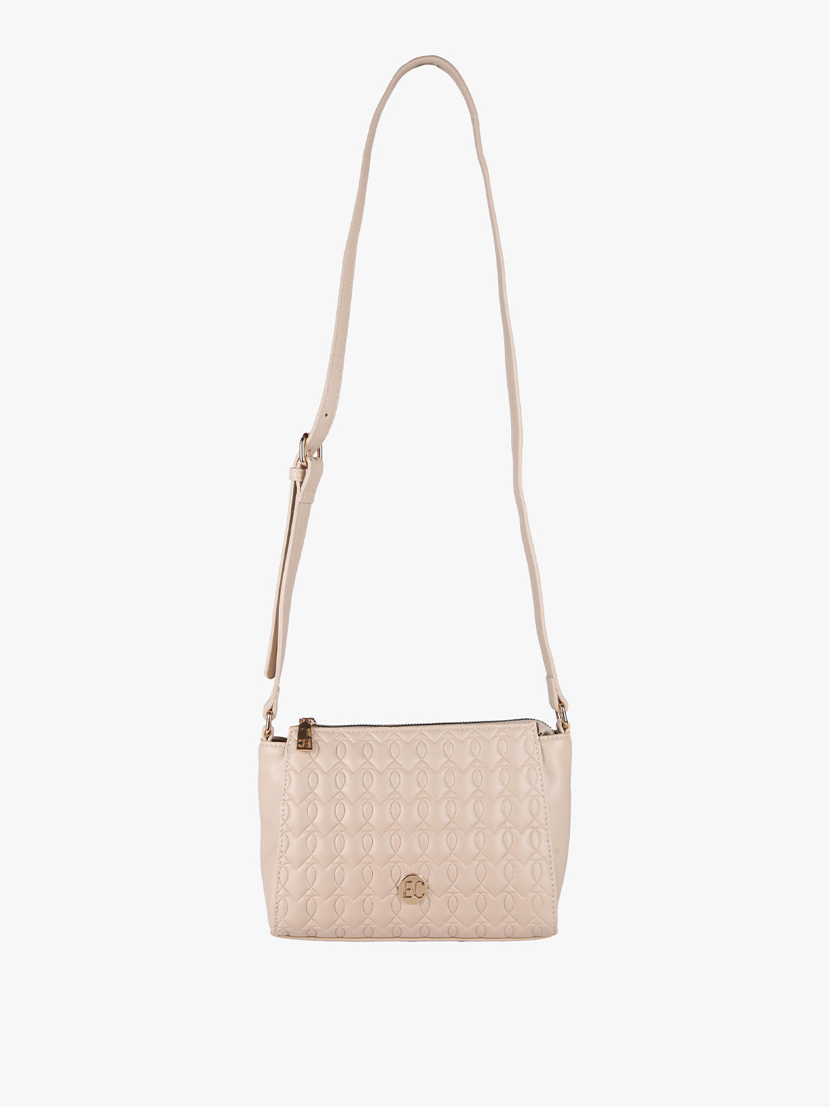 Borsa mini a tracolla trapuntata Enrico Coveri Contemporary — Beige