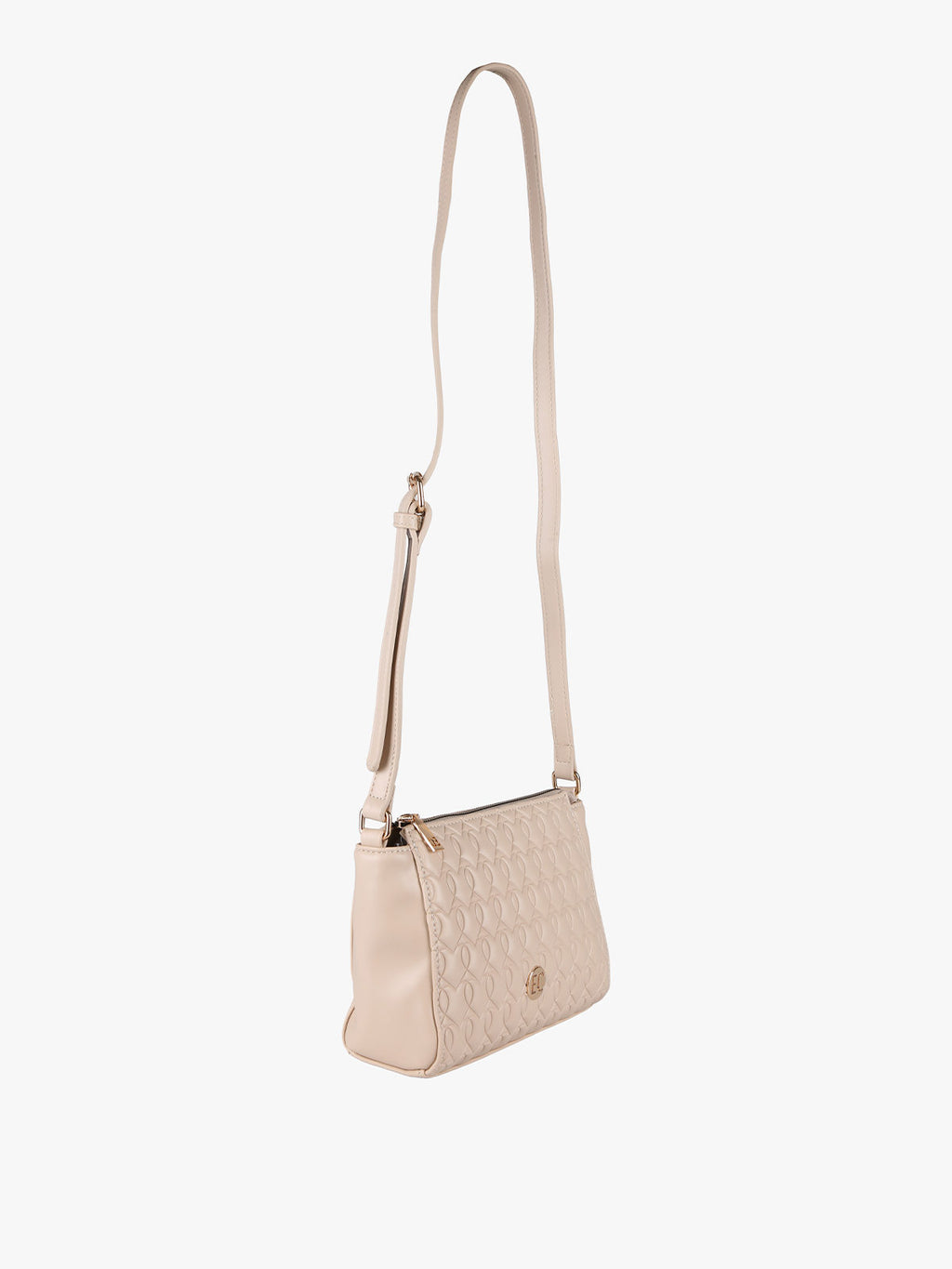 Borsa mini a tracolla trapuntata Enrico Coveri Contemporary — Beige