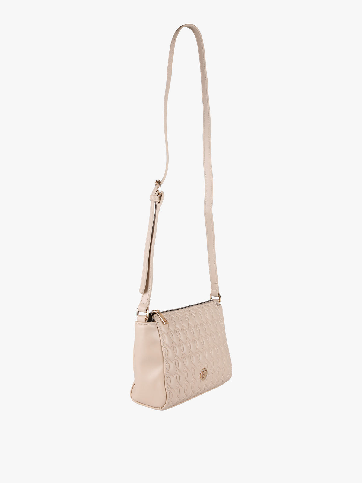 Borsa mini a tracolla trapuntata Enrico Coveri Contemporary — Beige