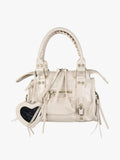 Borsa mini in ecopelle con doppi manici e specchietto Solada — Beige
