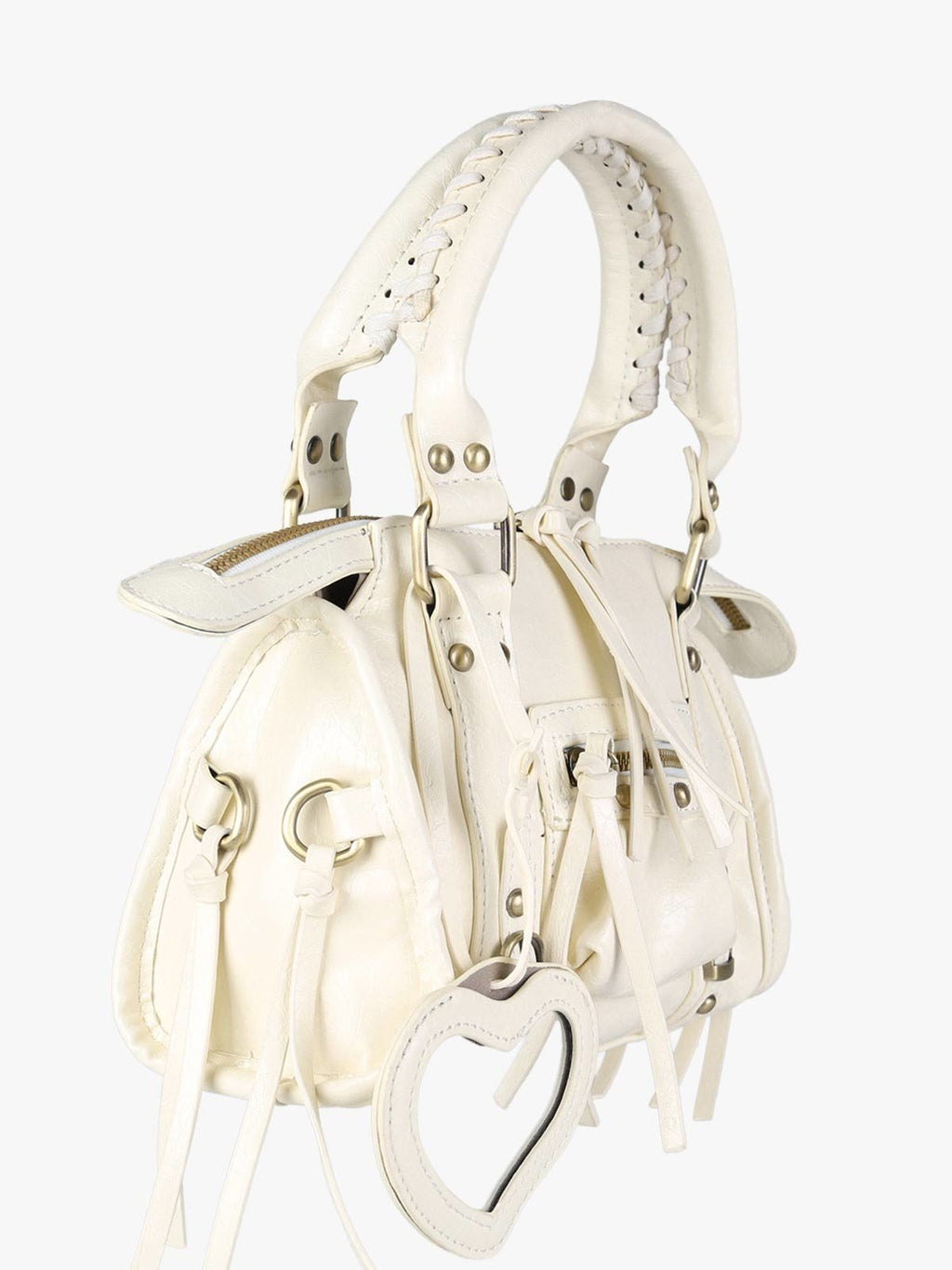 Borsa mini in ecopelle con doppi manici e specchietto Solada — Bianco
