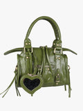 Borsa mini in ecopelle con doppi manici e specchietto Solada — Verde