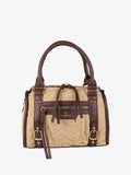 Borsa mini in maglia intrecciata con doppi manici e dettagli in ecopelle You Young Coveri — Khaki