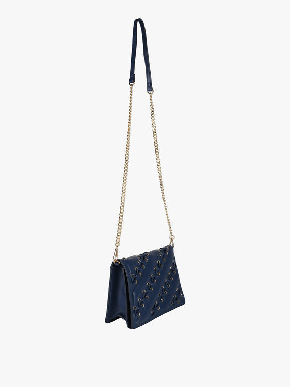 Borsa rigida a tracolla con manico a catena Solada — Blu - immagine 3