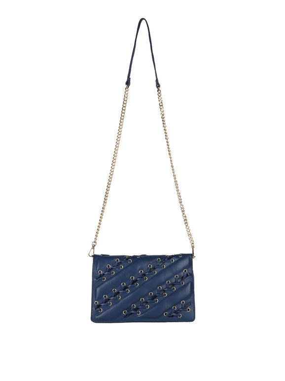 Borsa rigida a tracolla con manico a catena Solada — Blu - immagine 5