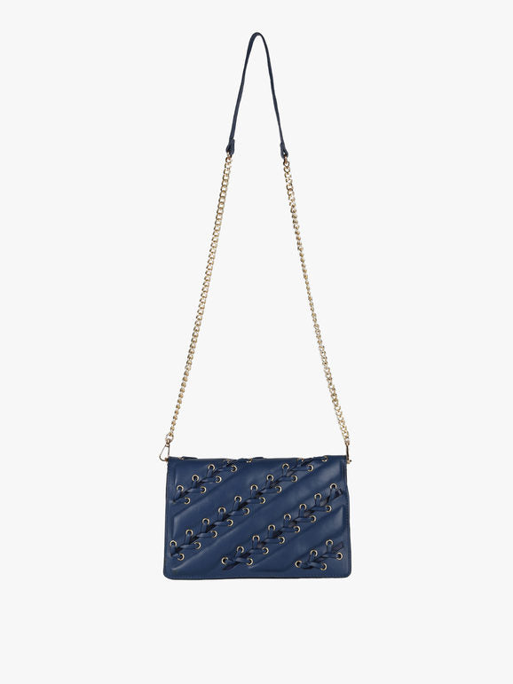 Borsa rigida a tracolla con manico a catena Solada — Blu - immagine 2