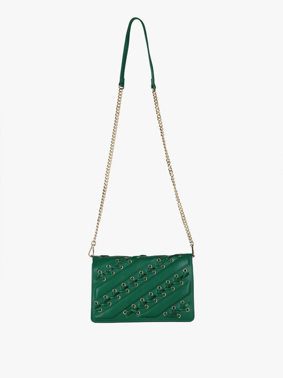 Borsa rigida a tracolla con manico a catena - verde Solada