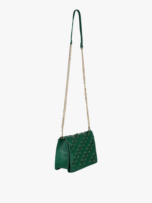 Borsa rigida a tracolla con manico a catena - verde Solada