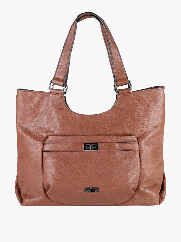Borsa a spalla cognac, retro con tracolla
