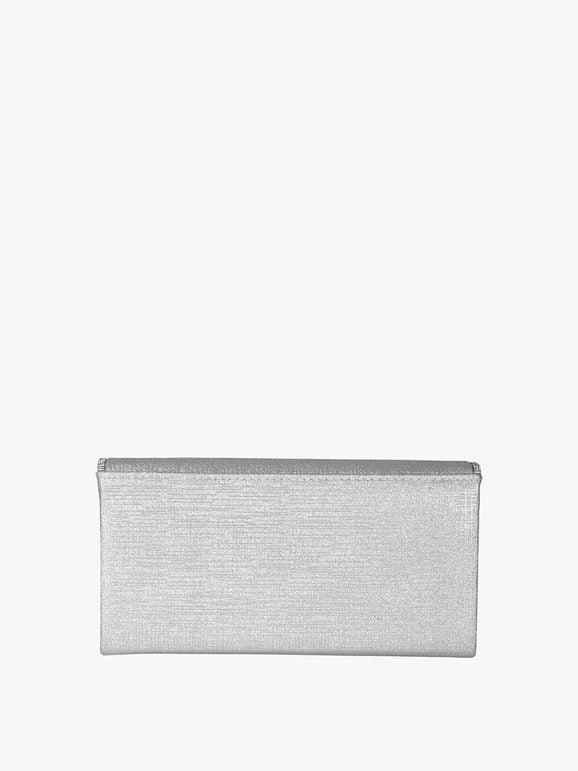 Pochette glitter con profilo di strass - argento Solada