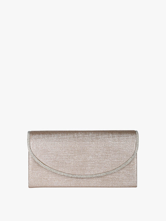 Pochette glitter con profilo di strass - champagne Solada