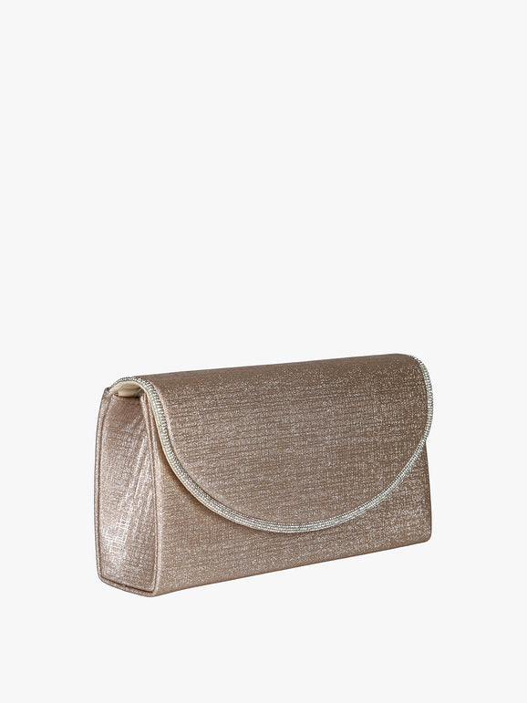 Pochette glitter con profilo di strass - champagne Solada