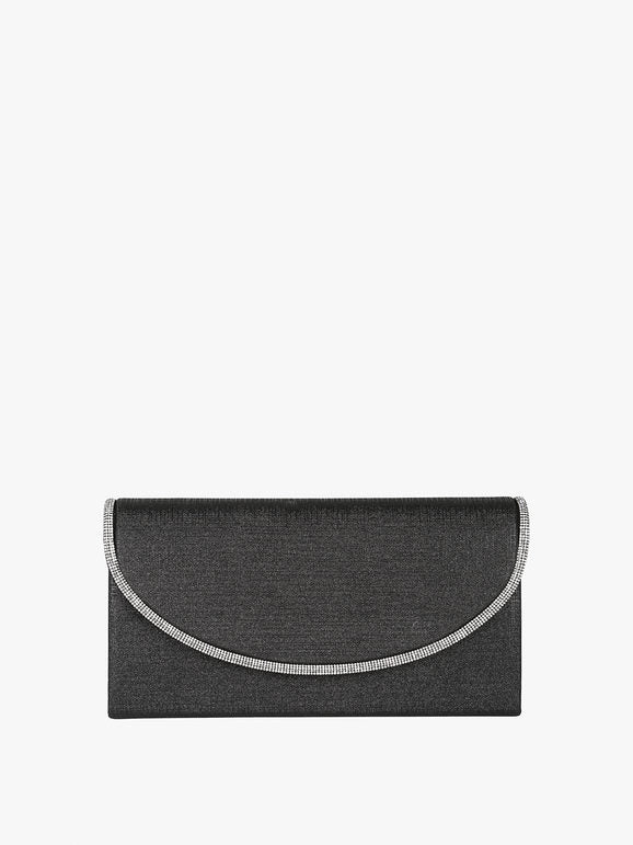 Pochette glitter con profilo di strass - nero Solada