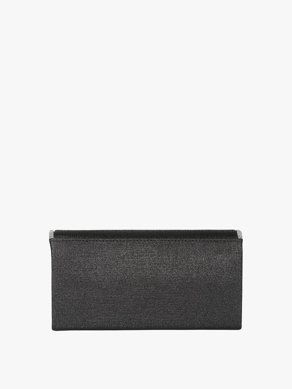Pochette glitter con profilo di strass - nero Solada