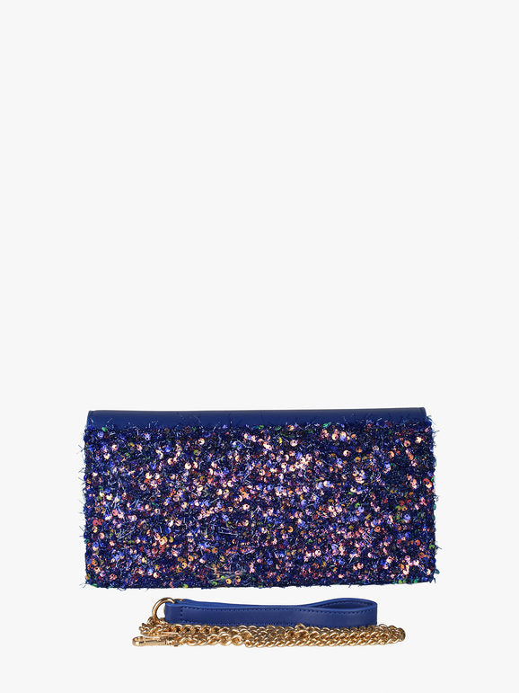 Pochette gioiello con paillettes - blu Solada