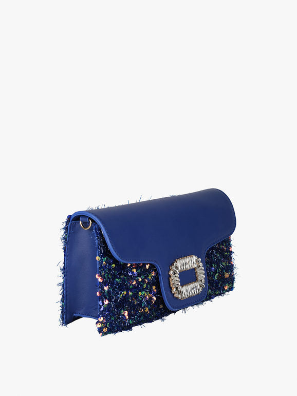 Pochette gioiello con paillettes - blu Solada