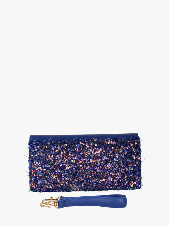 Pochette gioiello con paillettes - blu Solada