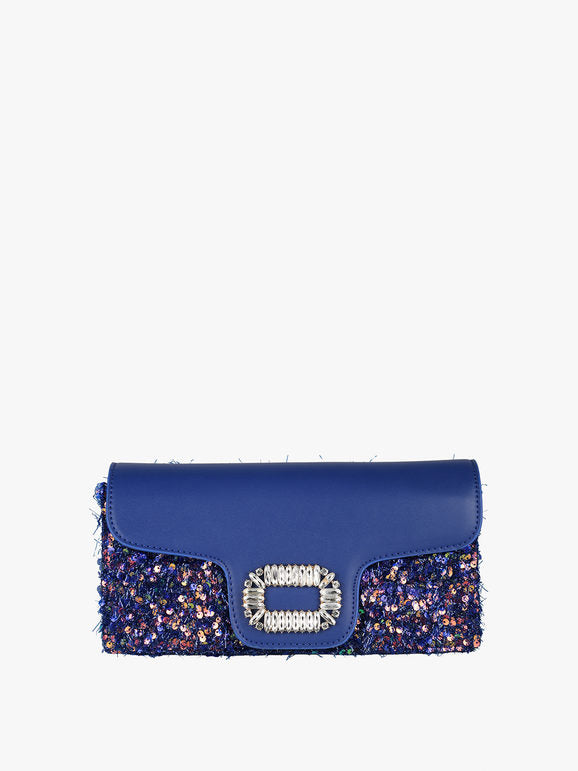 Pochette gioiello con paillettes - blu Solada