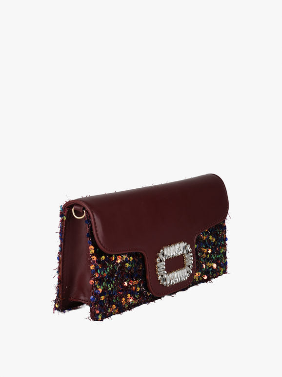 Pochette gioiello con paillettes - bordeaux Solada