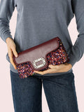 Pochette gioiello con paillettes - bordeaux Solada