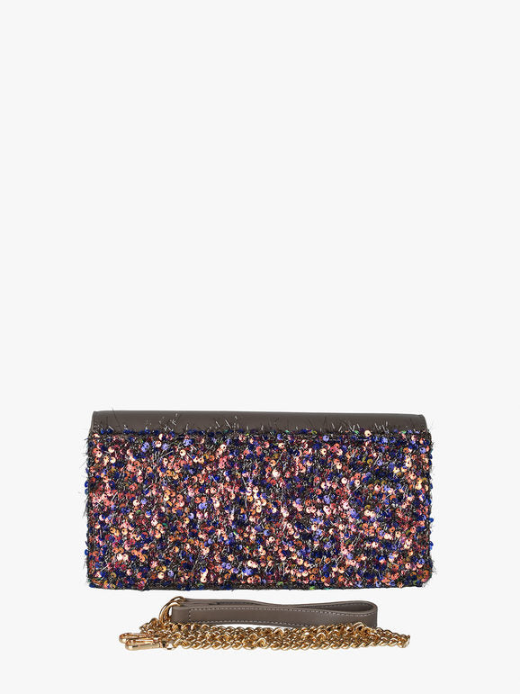 Pochette gioiello con paillettes - grigio scuro Solada