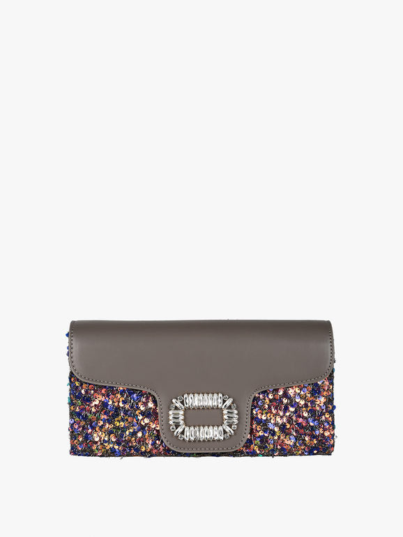 Pochette gioiello con paillettes - grigio scuro Solada