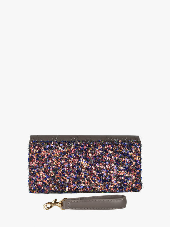 Pochette gioiello con paillettes - grigio scuro Solada