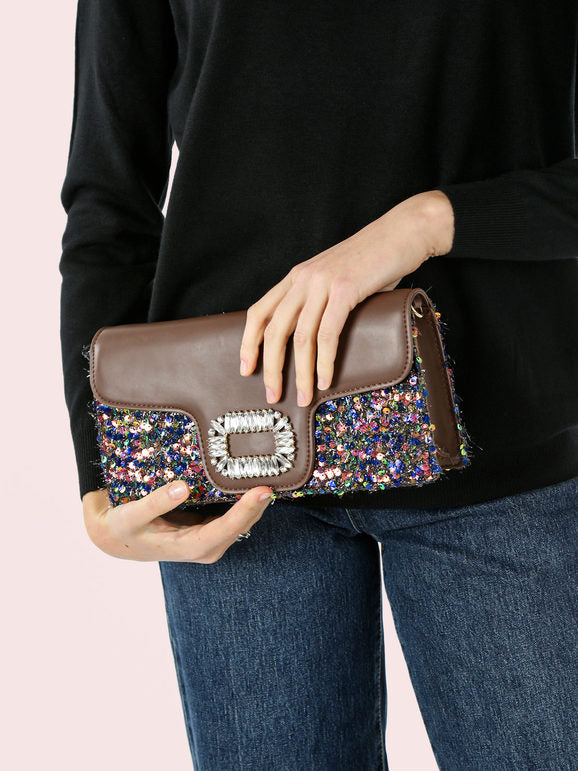 Pochette gioiello con paillettes - khaki Solada