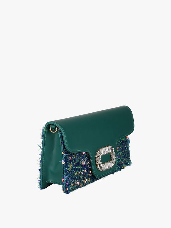 Pochette gioiello con paillettes - verde Solada