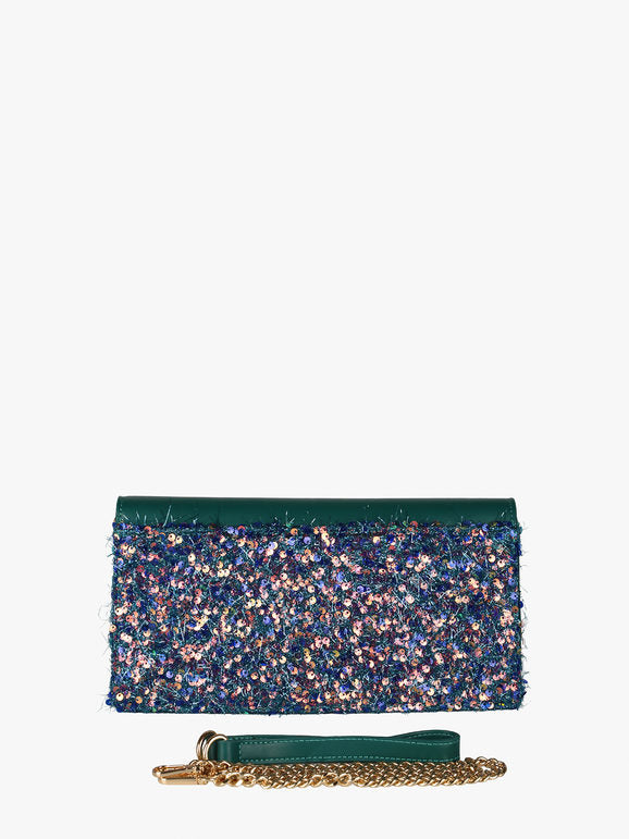 Pochette gioiello con paillettes - verde Solada