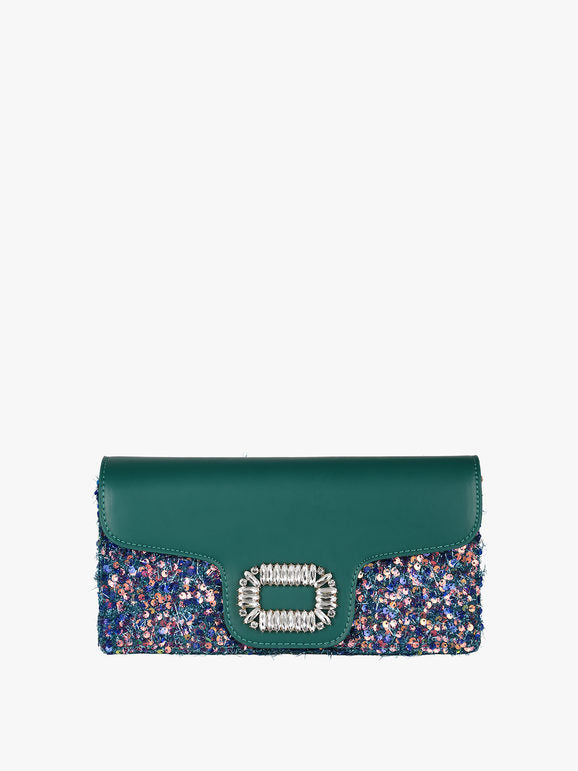 Pochette gioiello con paillettes - verde Solada