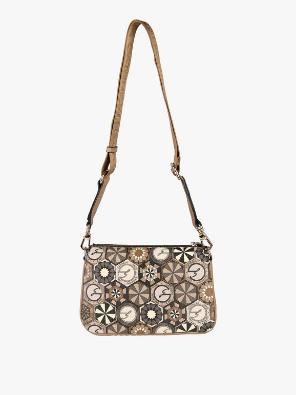Tracolla multitasche con stampe Gattinoni — Taupe - immagine 4