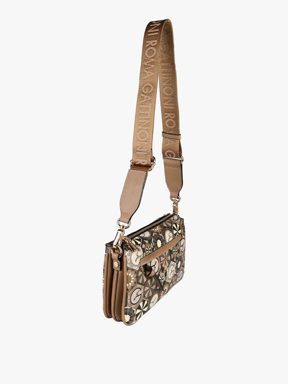Tracolla multitasche con stampe Gattinoni — Taupe - immagine 3