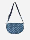 Tracolla effetto jeans blu denim, vista frontale