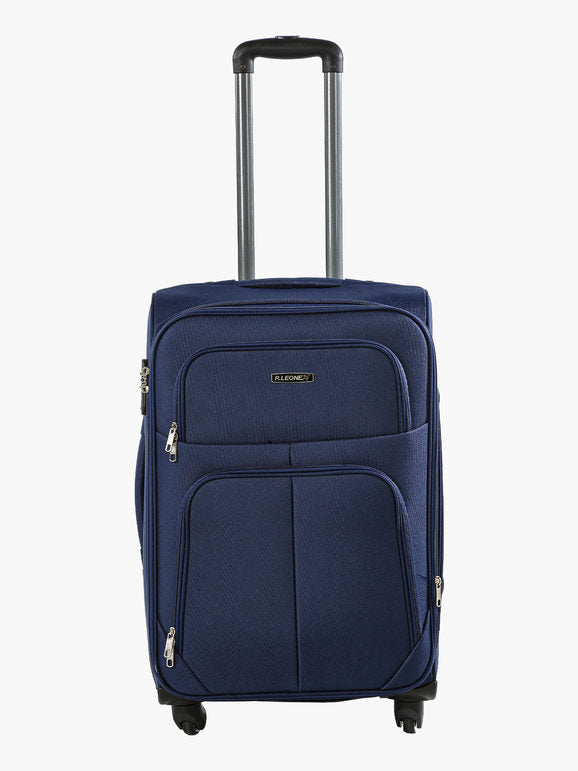 Valigia media 4 ruote semirigida in tessuto - blu scuro R.Leone