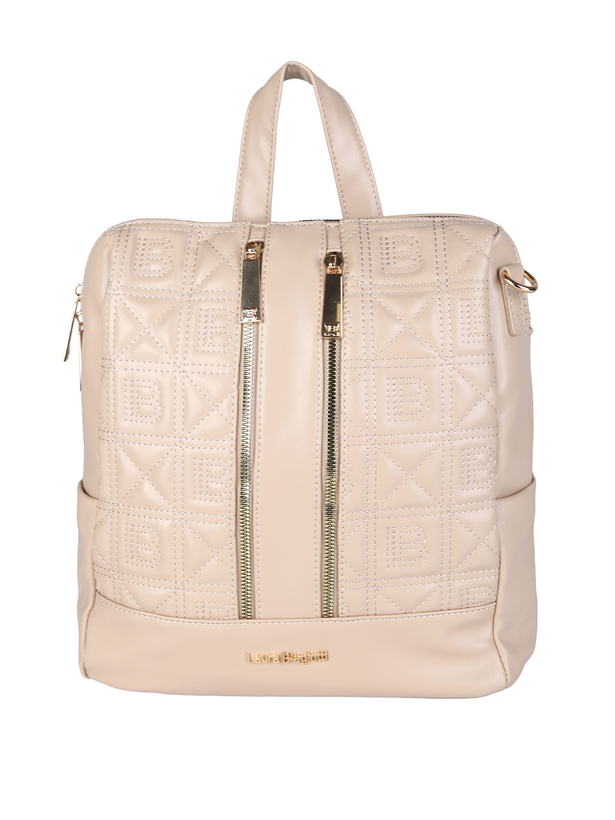 Zaino in ecopelle con monogramma Laura Biagiotti — Naturale