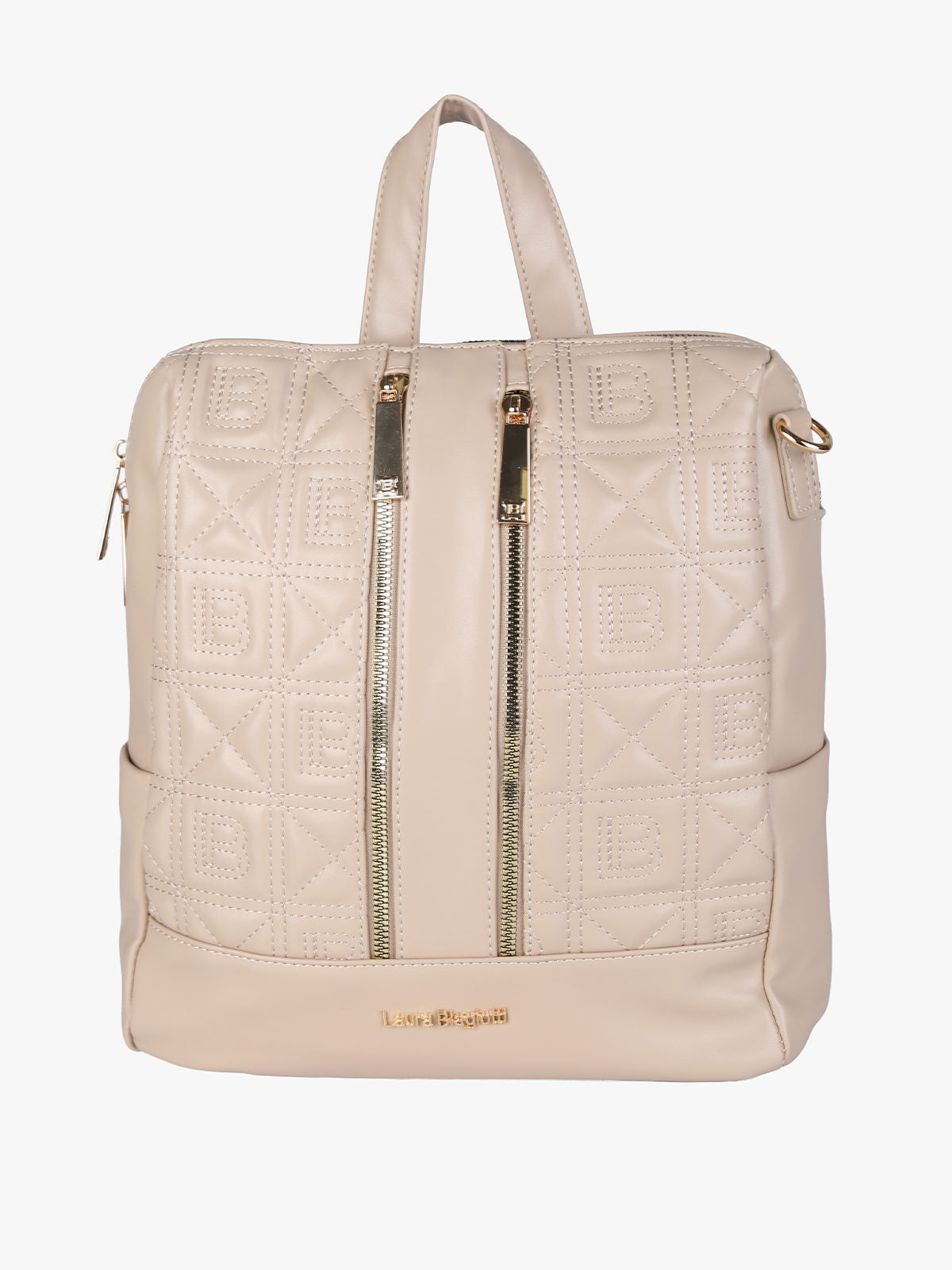 Zaino in ecopelle con monogramma Laura Biagiotti — Naturale