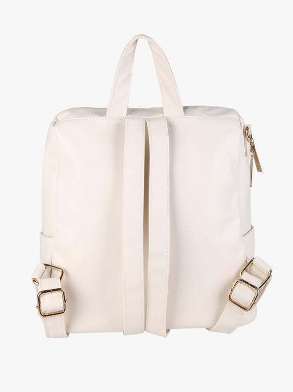 Zaino in ecopelle con monogramma Laura Biagiotti — Panna - immagine 3