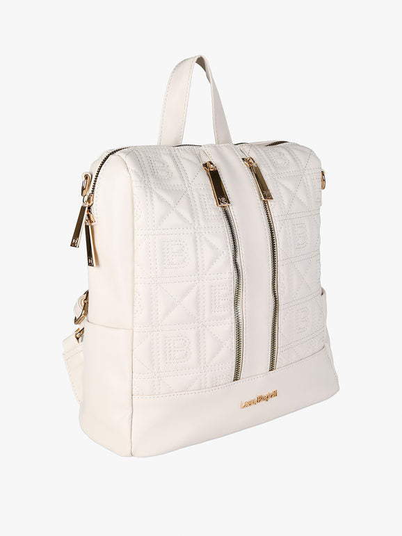 Zaino in ecopelle con monogramma Laura Biagiotti — Panna - immagine 2