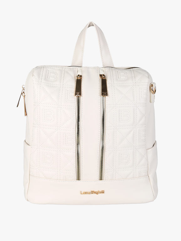 Zaino in ecopelle con monogramma Laura Biagiotti — Panna - immagine 1